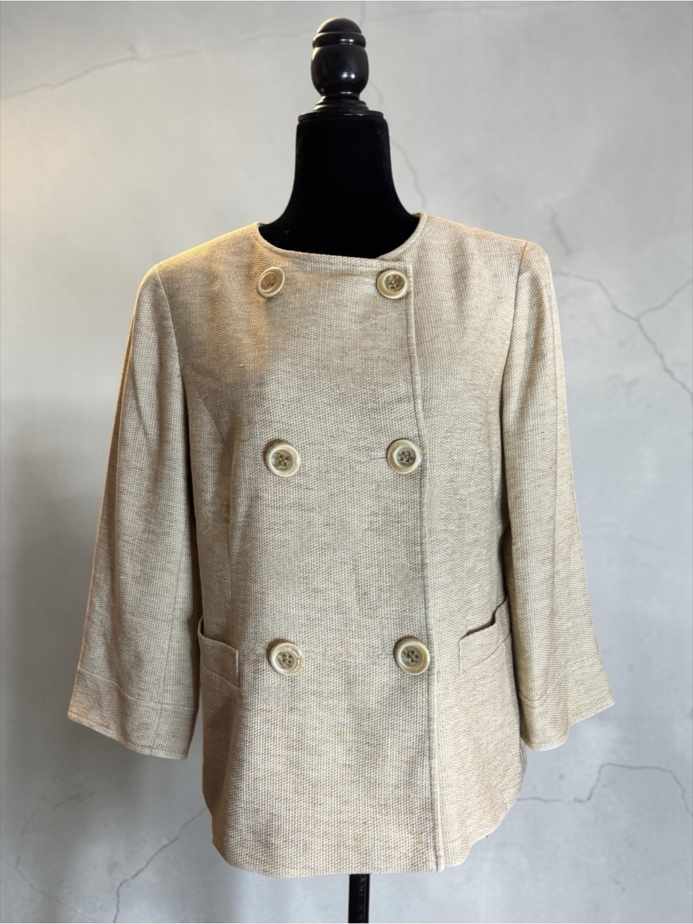 Lafayette 148 New York | Wool-Linen Double-Breasted Jacket | Size 10 - Picture 4 of 6